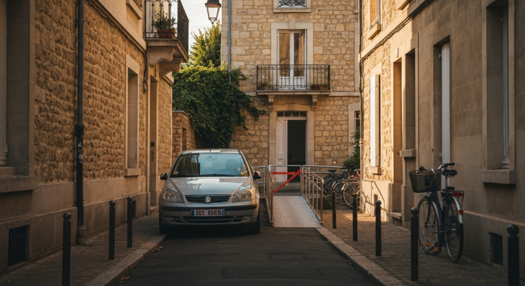 Rampe PMR bloquée par une voiture : que faire, étape par étape